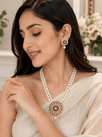 Aganya kreation jewelry Sets Chandrima Real Pearl Set - Elegant Brass Jewelry