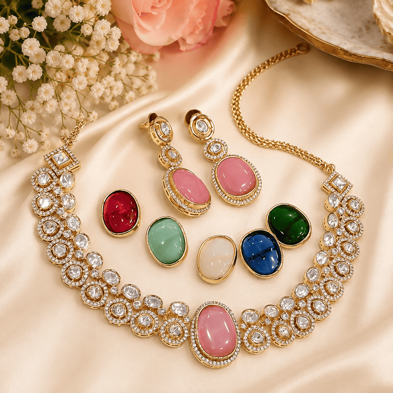 Aganya kreation jewelry Sets Changeable Polki Kundan 'Mrigha' Set - Aganya Kreation