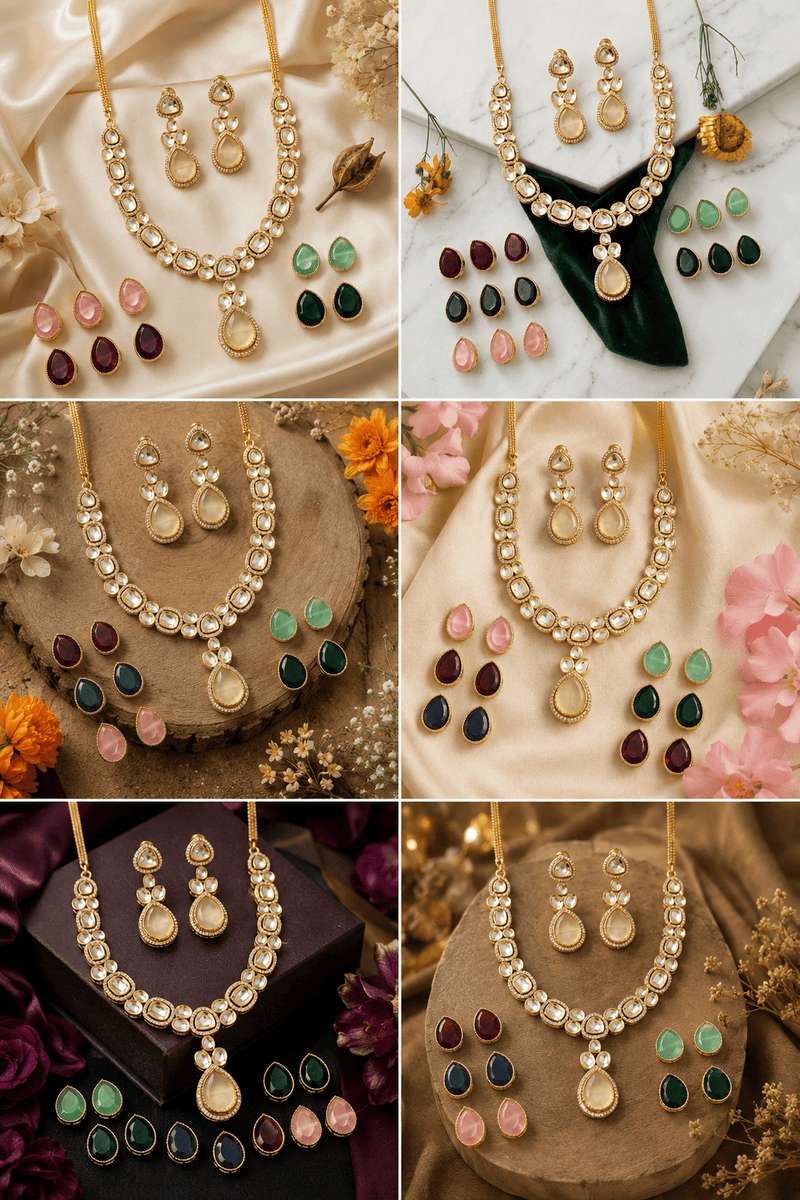 Aganya kreation jewelry Sets Changeable Polki Raga Set - Exquisite Jewelry by Aganya Kreation