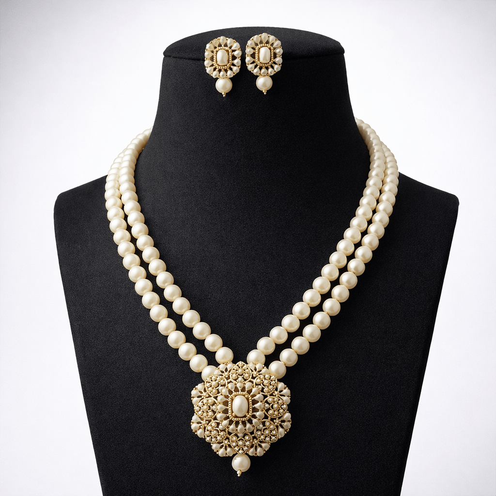 Aganya kreation jewelry Sets Charita Real Pearl Set - Exquisite Ethnic Jewelry