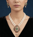 Aganya kreation jewelry Sets Charu Real Pearl Set - Elegant Brass Jewelry Collection