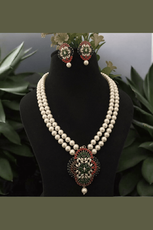 Aganya kreation jewelry Sets Charu Real Pearl Set - Elegant Brass Jewelry Collection