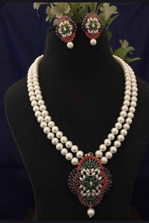 Aganya kreation jewelry Sets Charu Real Pearl Set - Elegant Brass Jewelry Collection
