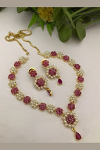 Aganya kreation jewelry Sets Charvi Real Pearl Set - Elegant Brass & Gold Jewelry