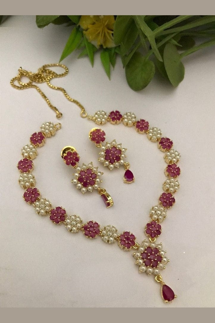 Aganya kreation jewelry Sets Charvi Real Pearl Set - Elegant Brass & Gold Jewelry