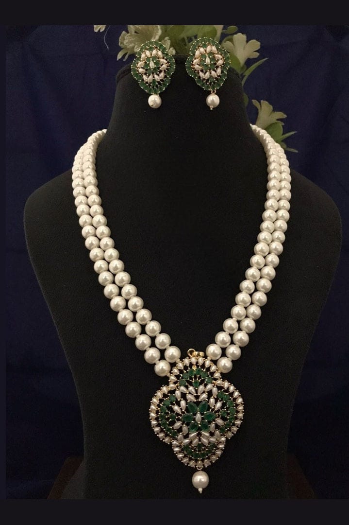 Aganya kreation jewelry Sets Chayana Real Pearl Set - Elegant Brass Jewelry