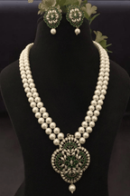 Aganya kreation jewelry Sets Chayana Real Pearl Set - Elegant Brass Jewelry