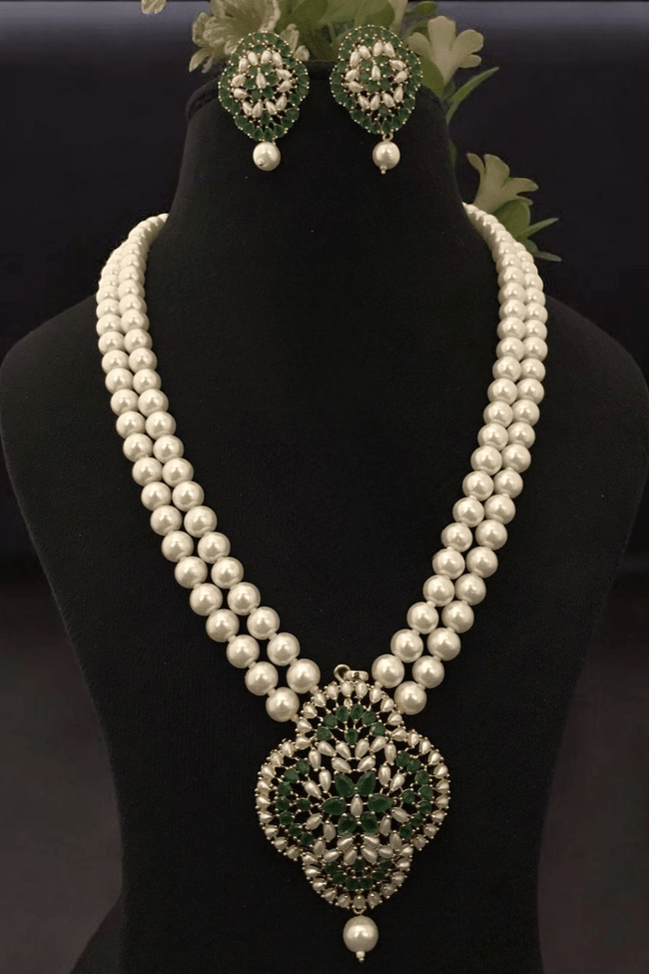 Aganya kreation jewelry Sets Chayana Real Pearl Set - Elegant Brass Jewelry