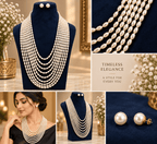 Aganya kreation jewelry Sets Classic Luxe Multi-Layer Pearl Set — 8-Strand Shell Pearl Necklace with Stud Earrings
