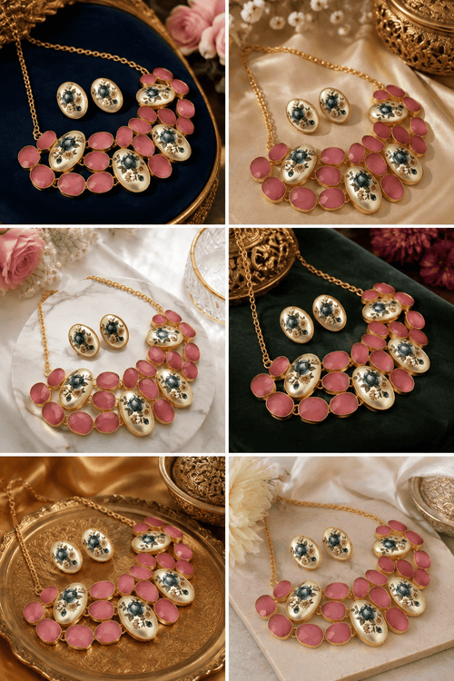 Aganya kreation jewelry Sets Daisy Real Pearl Set - Whimsical Elegance in Jewelry