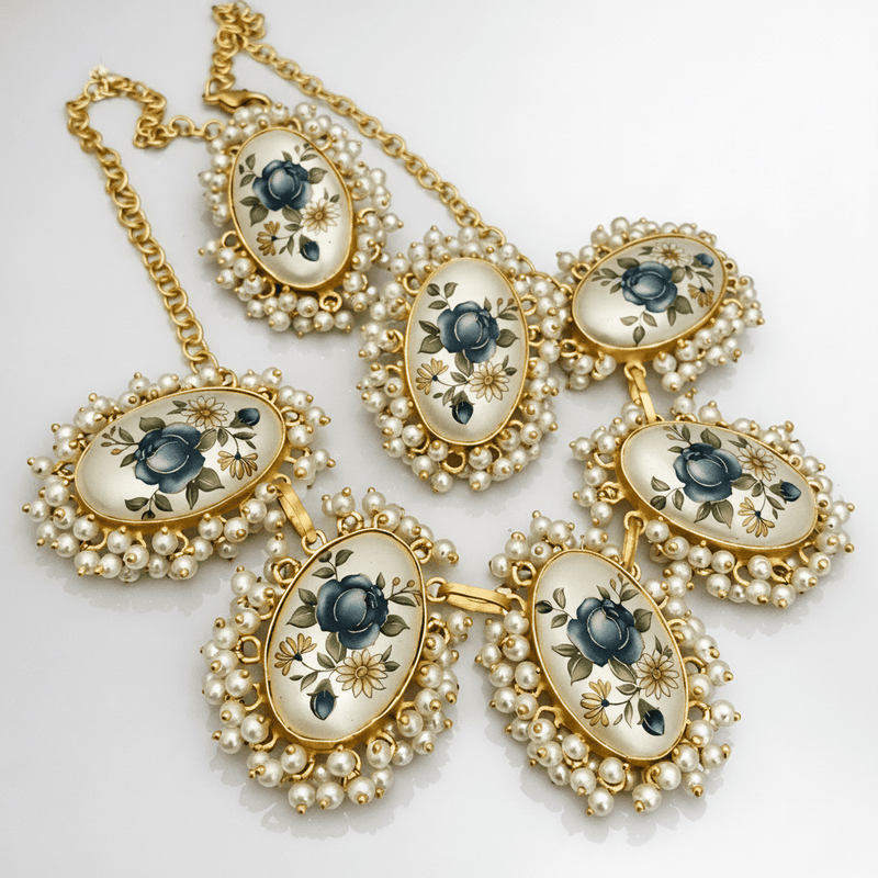 Aganya kreation jewelry Sets Dakshayani Real Pearl Set - Elegant & Unique Jewelry