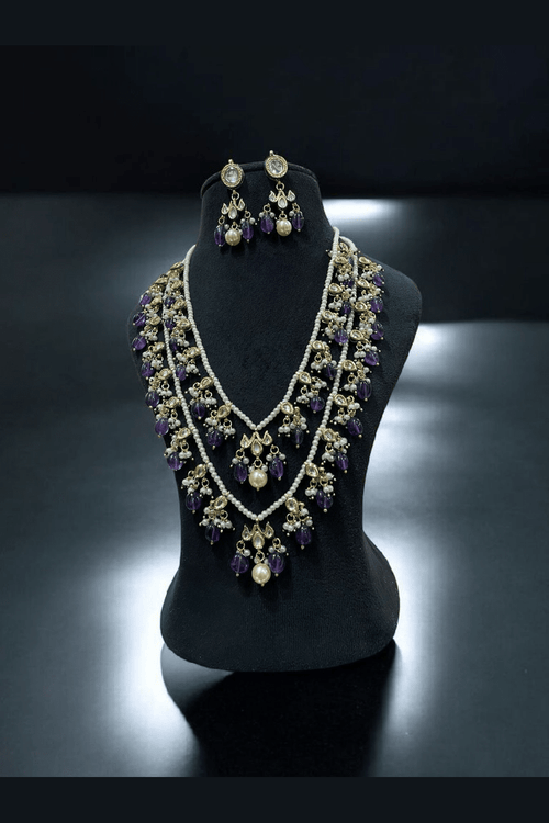 Aganya kreation jewelry Sets Deepika Long Mala Kundan Set - Elegant Brass Jewelry