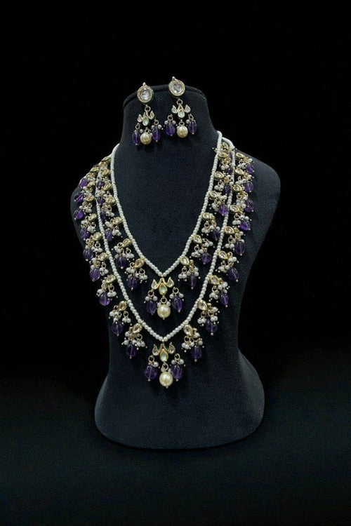 Aganya kreation jewelry Sets Deepika Long Mala Kundan Set - Elegant Brass Jewelry