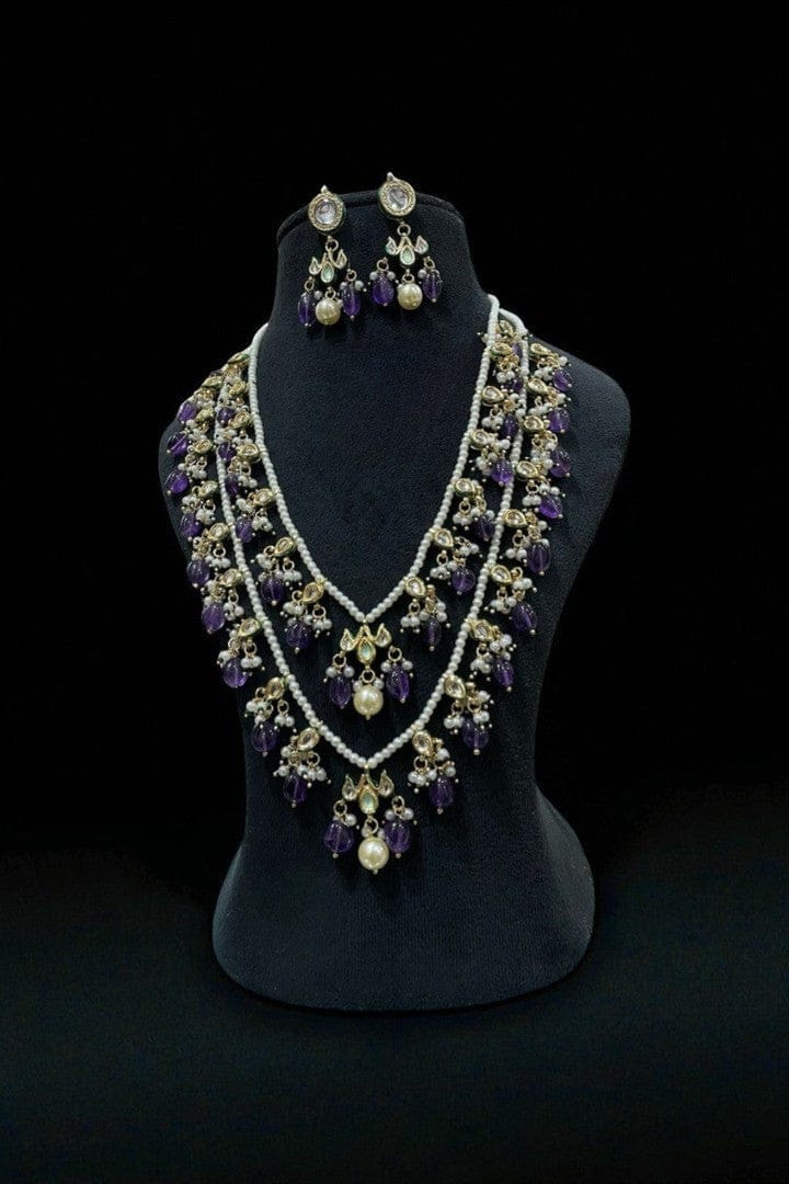 Aganya kreation jewelry Sets Deepika Long Mala Kundan Set - Elegant Brass Jewelry