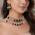 Aganya kreation jewelry Sets Designer Bhavisha Stone Traditional Choker Set