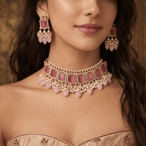 Aganya kreation jewelry Sets Designer Bhavisha Stone Traditional Choker Set