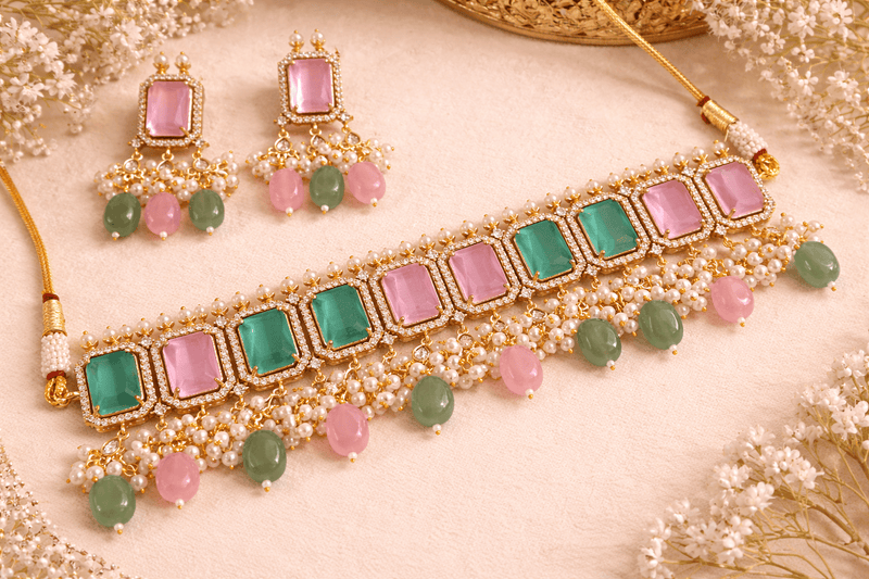 Aganya kreation jewelry Sets Designer Bhavisha Stone Traditional Choker Set