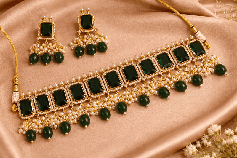 Aganya kreation jewelry Sets Designer Bhavisha Stone Traditional Choker Set