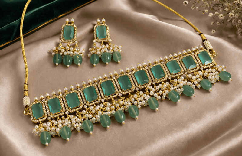 Aganya kreation jewelry Sets Designer Bhavisha Stone Traditional Choker Set