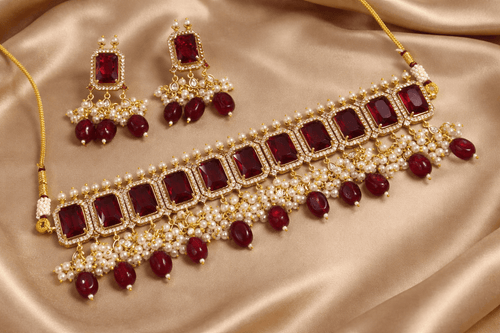 Aganya kreation jewelry Sets Designer Bhavisha Stone Traditional Choker Set