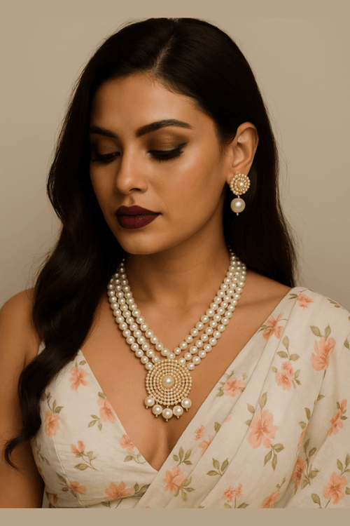 Aganya kreation jewelry Sets Divija Real Pearl Set - Exquisite Ethnic Jewelry