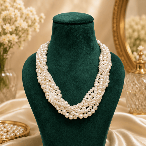 Aganya kreation jewelry Sets Elara Pearl Cluster Necklace Set