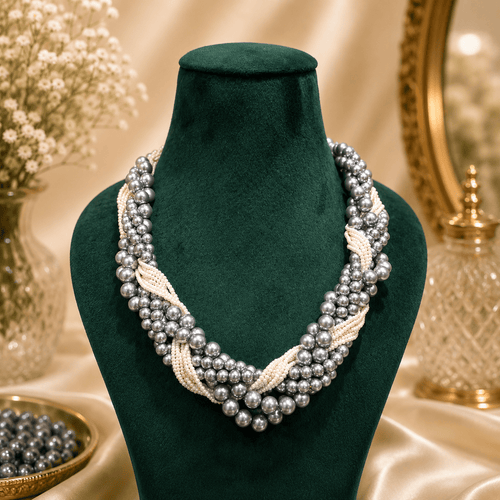 Aganya kreation jewelry Sets Elara Pearl Cluster Necklace Set