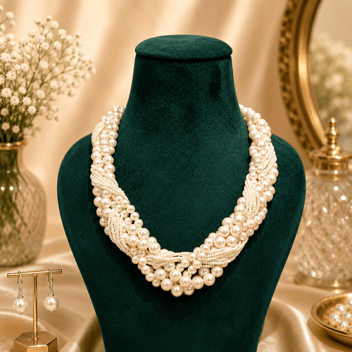 Aganya kreation jewelry Sets Elara Pearl Cluster Necklace Set