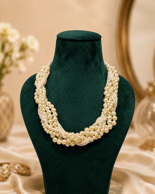 Aganya kreation jewelry Sets Elara Pearl Cluster Necklace Set