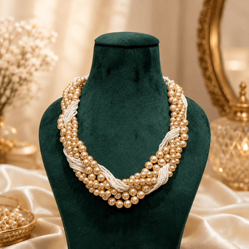 Aganya kreation jewelry Sets Elara Pearl Cluster Necklace Set