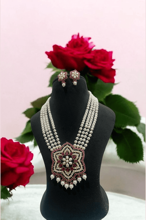 Aganya kreation jewelry Sets Elegant Akshi Real Pearl Set - Timeless Jewelry Collection