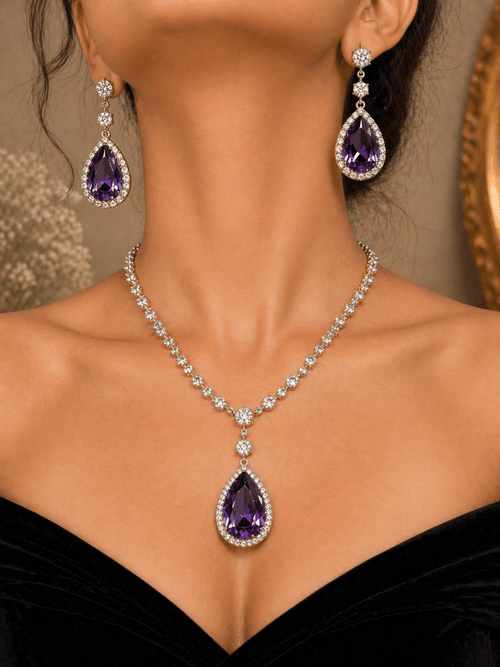 Aganya kreation jewelry Sets Elegant Alora Set - Silver Plated Doublet Stone Jewelry