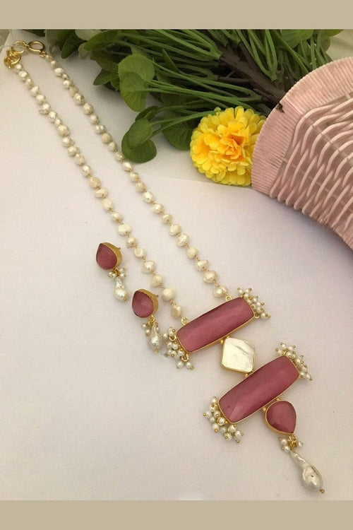 Aganya kreation jewelry Sets Elegant Moulisha Real Pearl Set - Necklace & Earrings