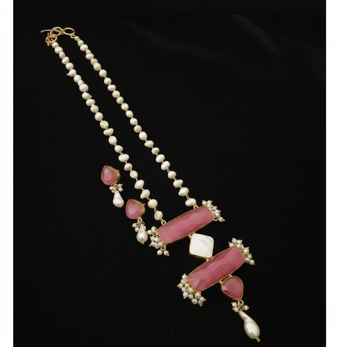 Aganya kreation jewelry Sets Elegant Moulisha Real Pearl Set - Necklace & Earrings