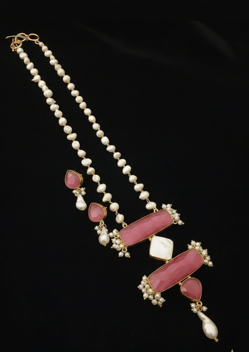 Aganya kreation jewelry Sets Elegant Moulisha Real Pearl Set - Necklace & Earrings
