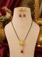 Aganya kreation jewelry Sets Elegant Sanvika Mangalsutra with Earrings - 18k Gold Plated