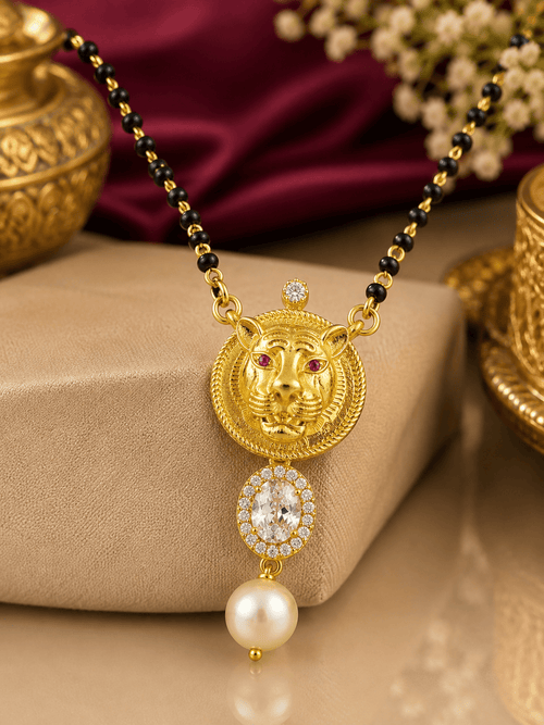 Aganya kreation jewelry Sets Elegant Sanvika Mangalsutra with Earrings - 18k Gold Plated