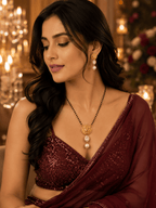 Aganya kreation jewelry Sets Elegant Sanvika Mangalsutra with Earrings - 18k Gold Plated
