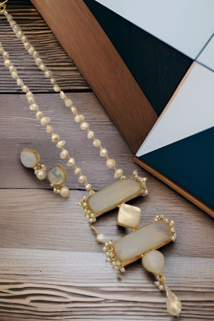 Aganya kreation jewelry Sets Elegant Srinidhi Real Pearl Set - Necklace & Earrings