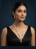 Aganya kreation jewelry Sets Elegant Srinidhi Real Pearl Set - Necklace & Earrings