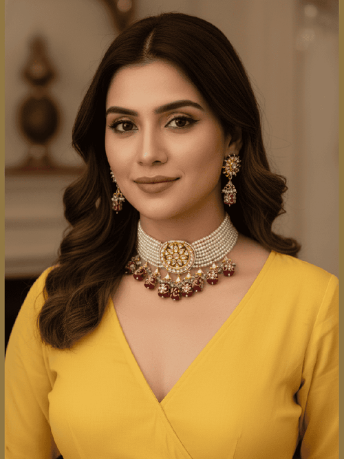 Aganya kreation jewelry Sets Elegant Vrushka Kundan Set - Exquisite Ethnic Jewelry Red