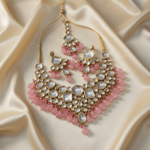 Aganya kreation jewelry Sets Ethnic Sushmita Onyx Stone Set with Kundan - Aganya Kreation