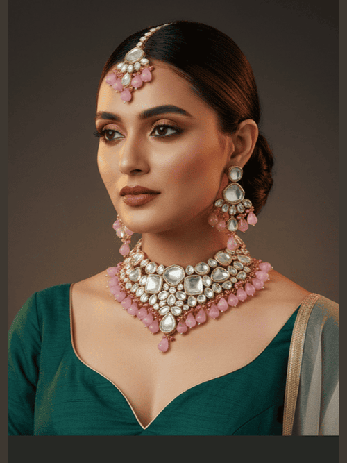 Aganya kreation jewelry Sets Ethnic Sushmita Onyx Stone Set with Kundan - Aganya Kreation