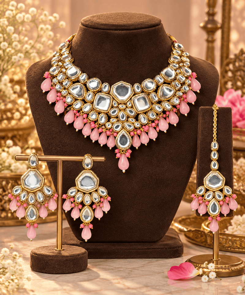 Aganya kreation jewelry Sets Ethnic Sushmita Onyx Stone Set with Kundan - Aganya Kreation