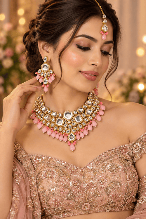 Aganya kreation jewelry Sets Ethnic Sushmita Onyx Stone Set with Kundan - Aganya Kreation