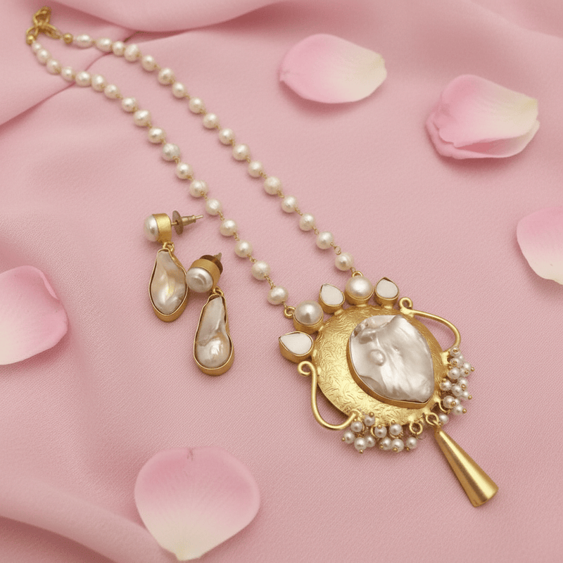 Aganya kreation jewelry Sets Etiha Real Pearl Set - Elegant Handcrafted Jewelry