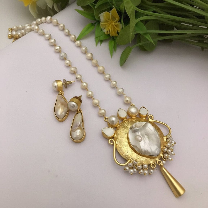 Aganya kreation jewelry Sets Etiha Real Pearl Set - Elegant Handcrafted Jewelry