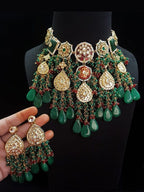 Aganya kreation jewelry Sets Gajgamini Pachi Kundan Set - Elegant Bridal Choker Necklace Dark-green