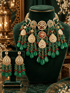 Aganya kreation jewelry Sets Gajgamini Pachi Kundan Set - Elegant Bridal Choker Necklace Dark-green