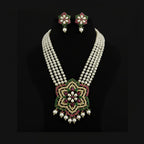 Aganya kreation jewelry Sets Gulika Real Pearl Set - Elegant Brass Jewelry with Golden Plating